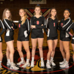 The senior girls pose for a picture; from left to right, Isabel Ong, Kirstina Pearce, Jamie Bingaman, Jayden Moodie, Kaylee Wagner, Kierra Scott, Ellie Johnson