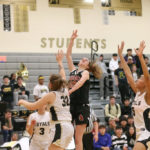 Kaiya Beavin putting up a shot over Lynnwood’s Madison Steele