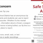 Anonymous tip line and safety alert information