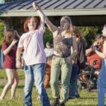 Dancing to music by The Slacks.   “Music in the Park,” Brier City Park, 7-13-22