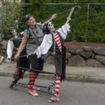 Dancing with a skeleton crew.   SeaScare Porch Light Parade, Brier, 8-10-22