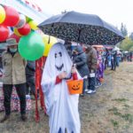 Even ghosts need an umbrella.  Trunk or Treat, Mountlake Terrace, 10-31-22