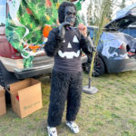 Giving candy is this ape’s primate concern.  MLT Trunk or Treat, 10-31-23