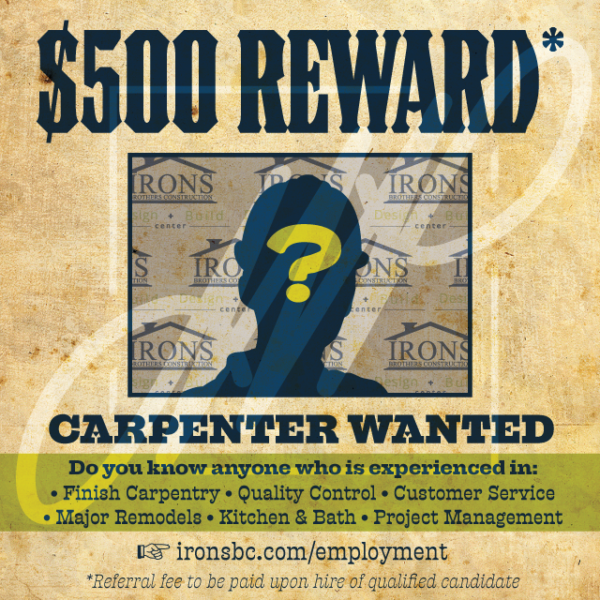 Sponsored Irons Brothers seeking carpenter 500 reward My Edmonds News