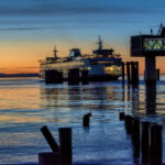 DSC_1009- Ferry departing at sunset, denoise, sharpen, aurora, palette knife, 8×12