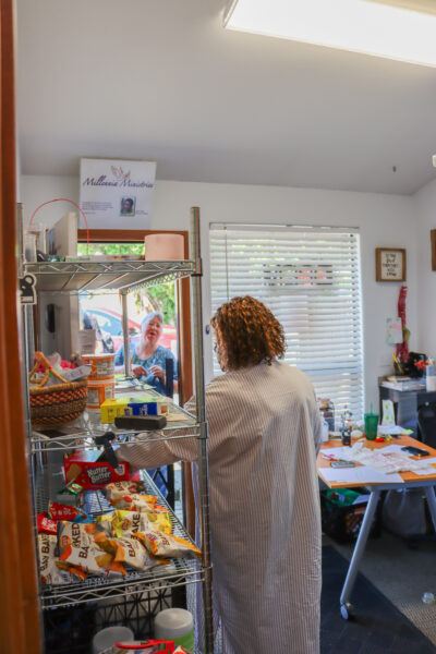 Customer receiving food at the Bistro