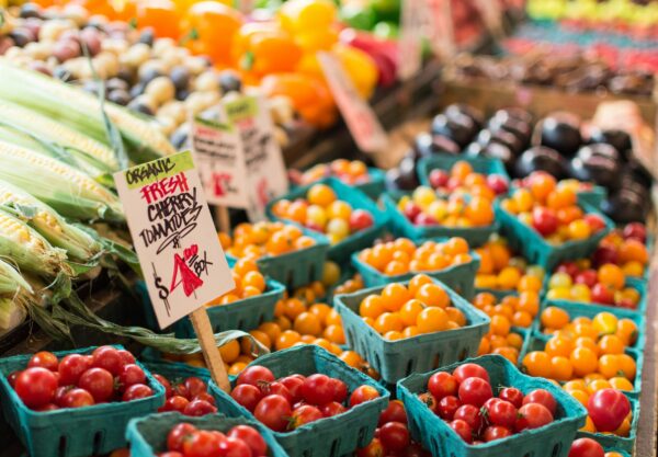 Colorful Farmers Market produce.