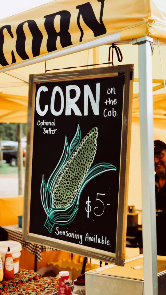 Corn at a farmers market. 