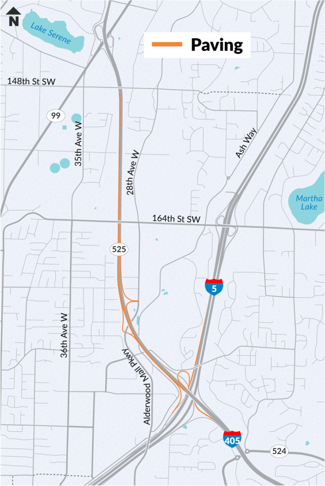 I-5/I-405 ramp closure in Lynnwood Sunday, Aug. 30 for paving work