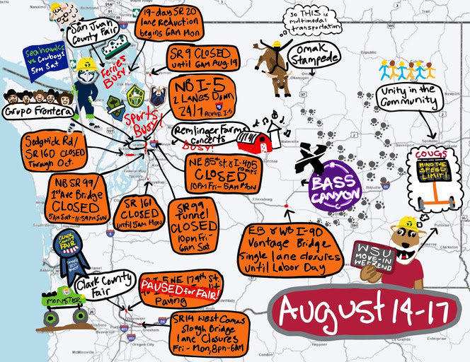 Plan for another weekend of major road construction in the Puget Sound region through Aug. 17